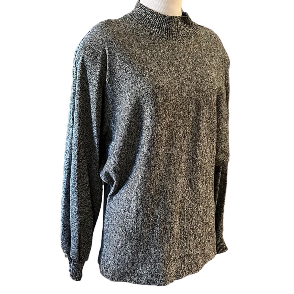 VINTAGE STUDIO J MOCK NECK DOLMAN SLEEVE TOP BLACK AND WHITE SIZE M MADE IN USA